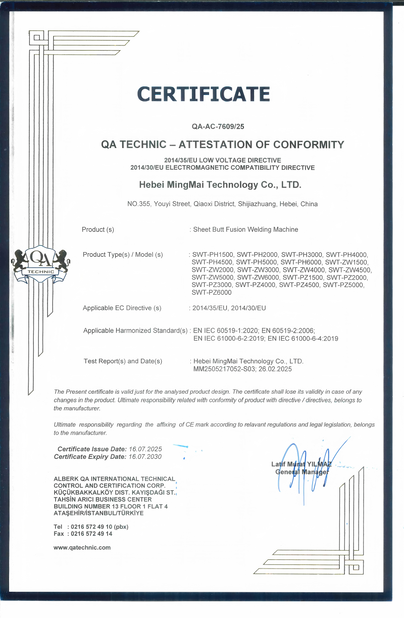 Cina Hebei Mingmai Technology Co.,Ltd Certificazioni