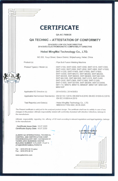 Cina Hebei Mingmai Technology Co.,Ltd Certificazioni