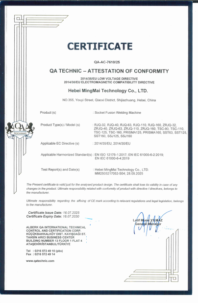 Cina Hebei Mingmai Technology Co.,Ltd Certificazioni